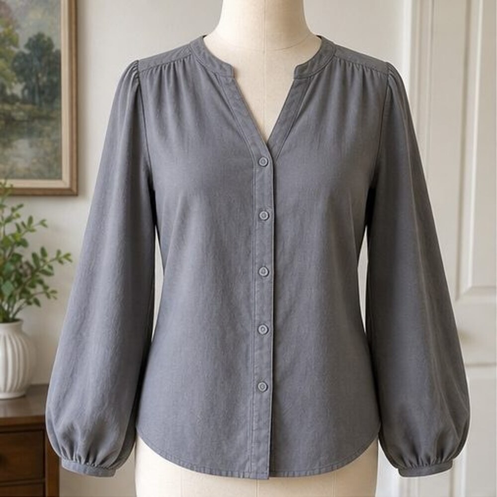 Gray Ruffle Blouse